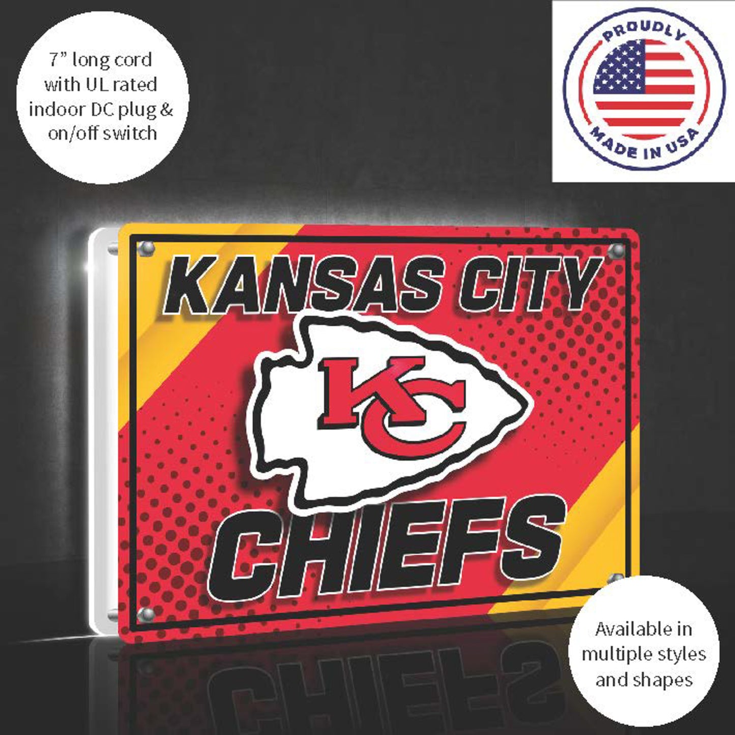 Kansas City Chiefs NFL Football Rectangle Desklite