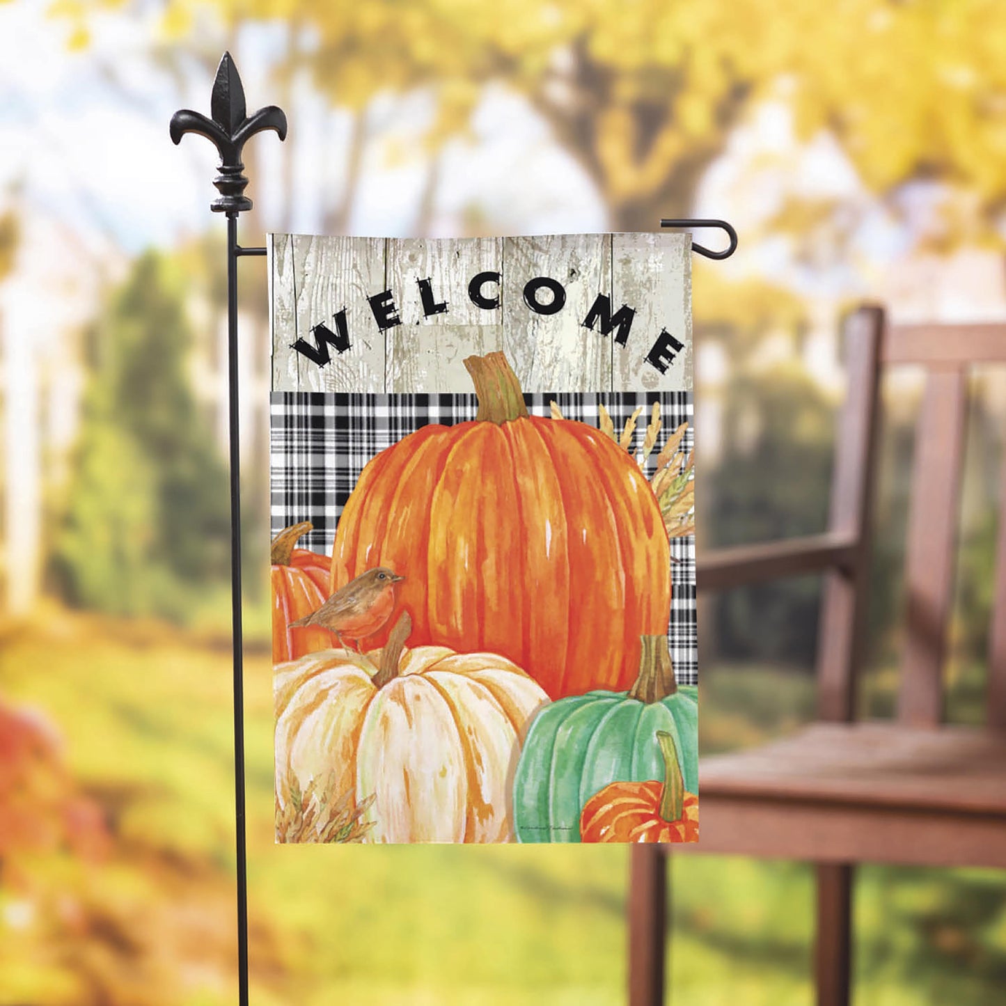 Fresh Pumpkins Garden Suede Flag