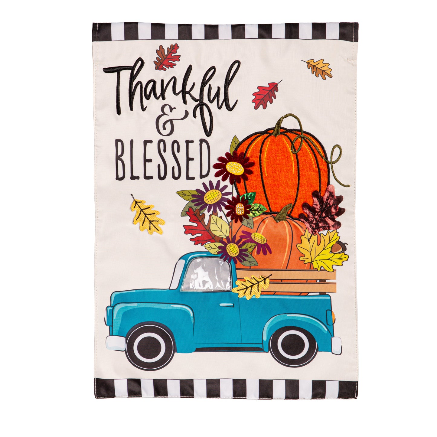 Thankful and Blessed Fall Truck Applique House Fla