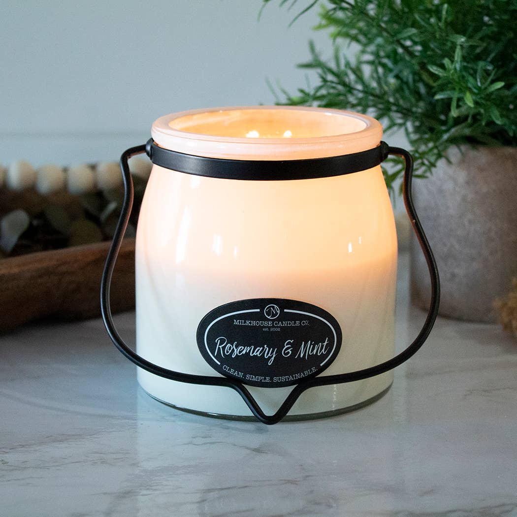 16 oz Butter Jar Candle: Rosemary & Mint