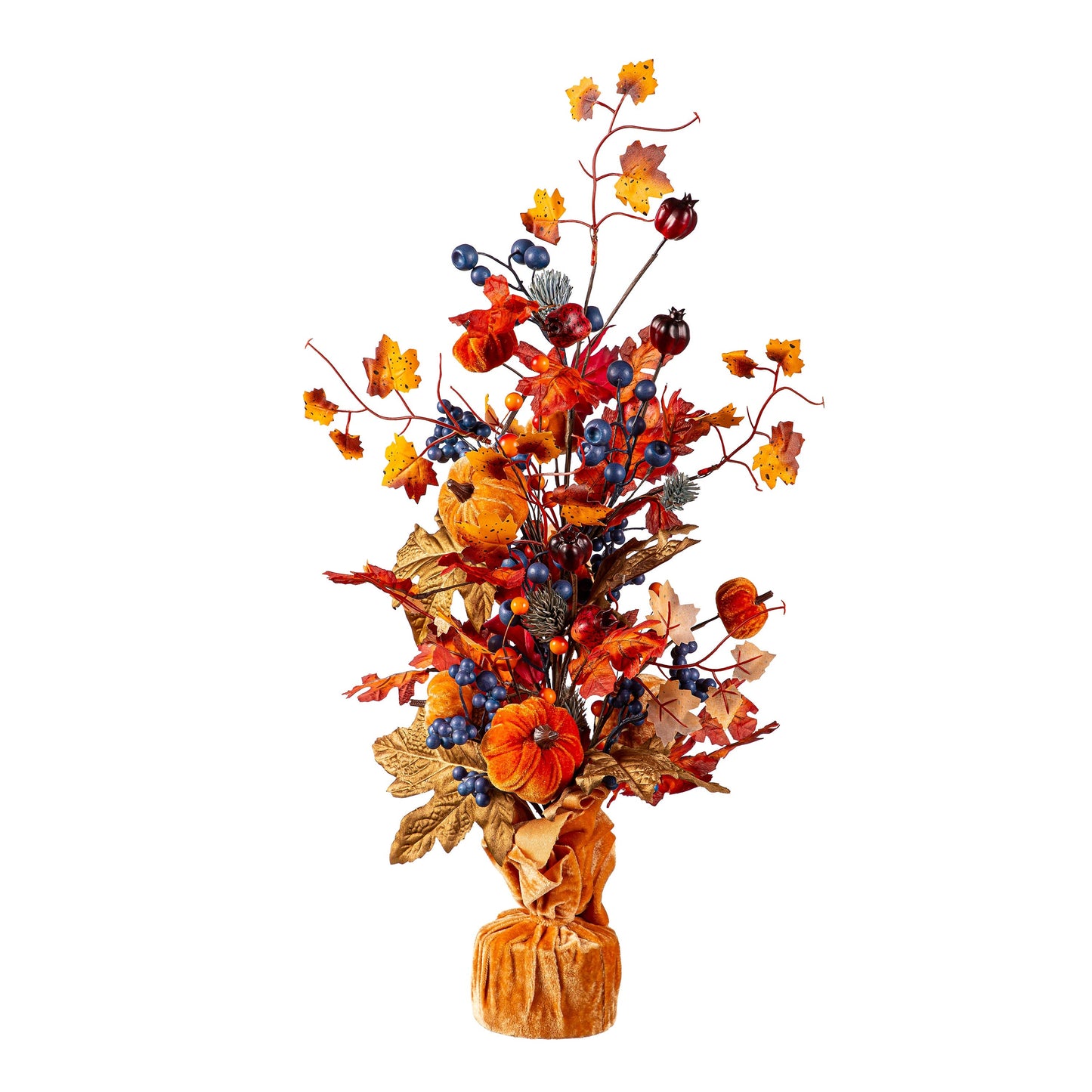Harvest Pumpkin Table Top Décor With Velvet