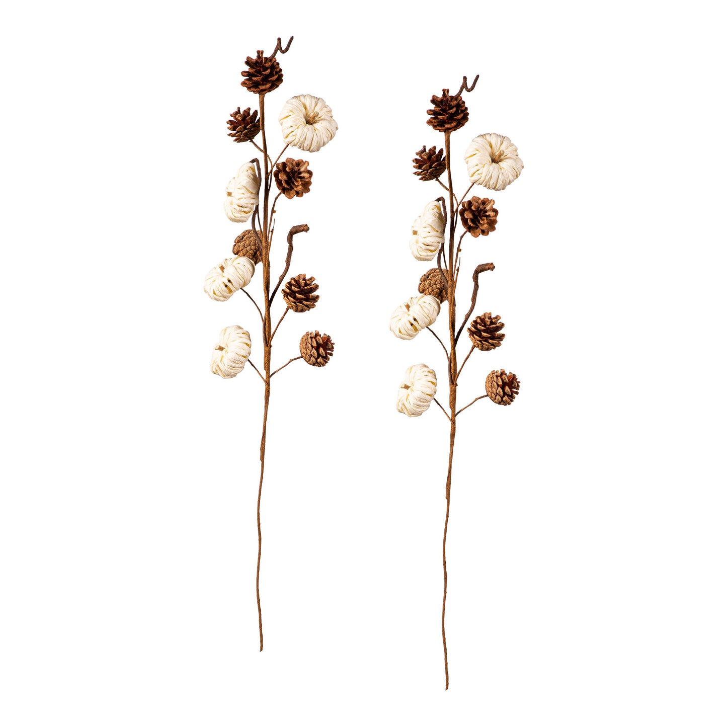 White Paper Pumpkins Stem Set of 2